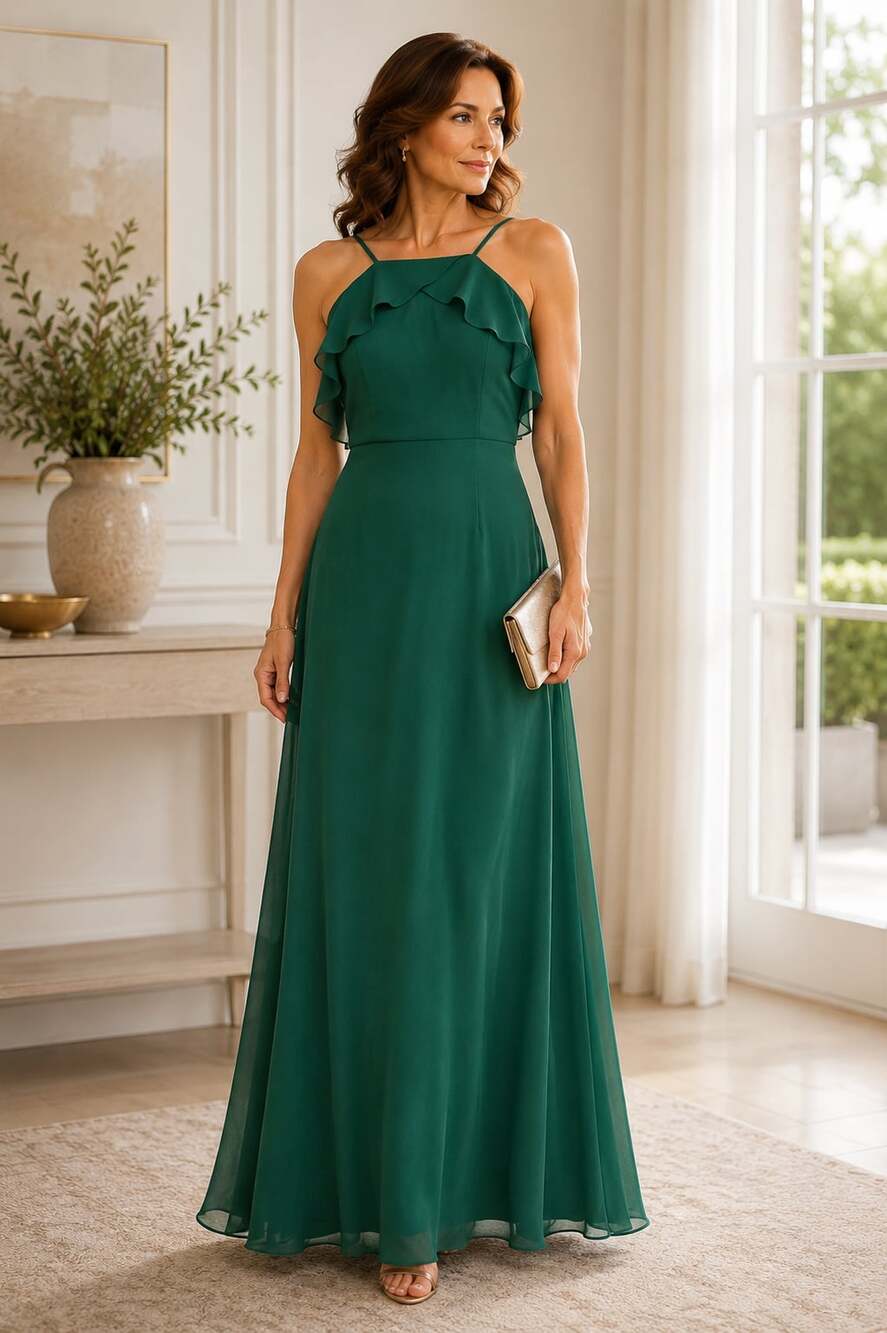 Birdy Grey Jules Chiffon Bridesmaid Dress in Emerald